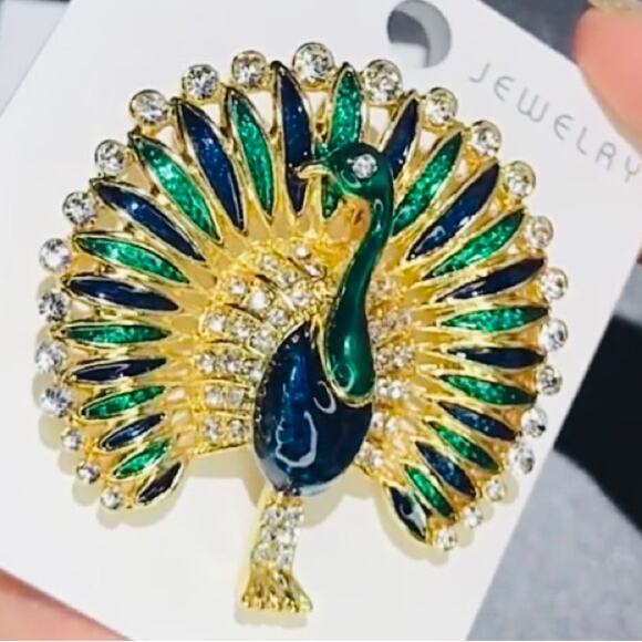 Peacock Brooch Pins Multicolor Enamel Unisex Animal Brooches size 4.7cmx4.7cm - Picture 3 of 6